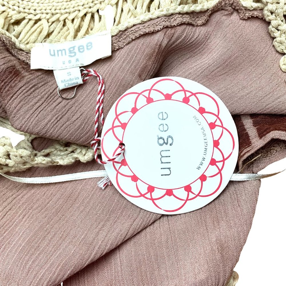UMGEE Blush Tie Die Crochet Boho Blouse - Picture 6 of 9